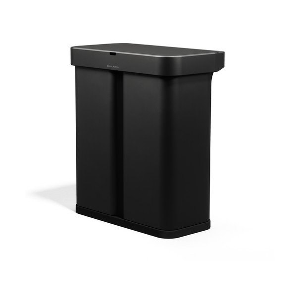 Cestino per la spazzatura nero in acciaio per raccolta differenziata/con sensori contactless 34+24 l Dual Sensor – simplehuman