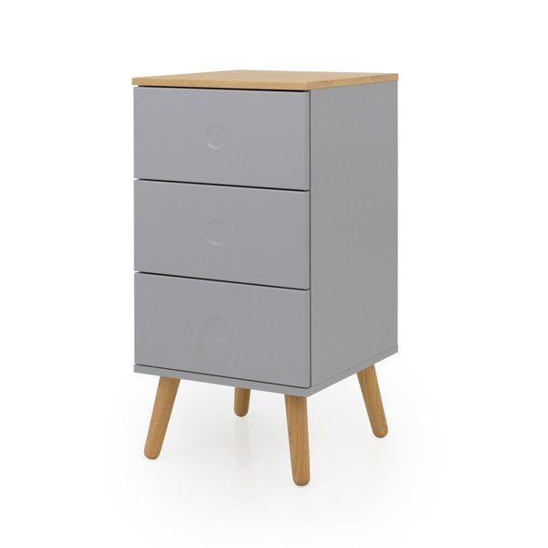 Cassettiera grigia con gambe in rovere con 3 cassetti, larghezza 40 cm Dot - Tenzo-image-2