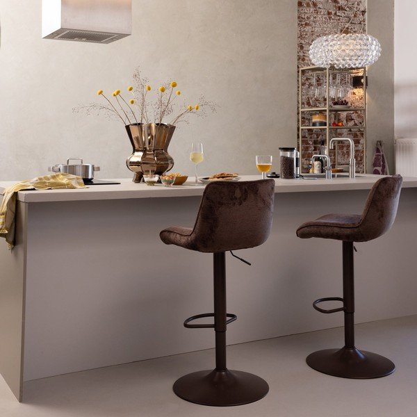 Sgabello da bar marrone scuro imbottito con altezza regolabile Marten – WOOOD-image-2