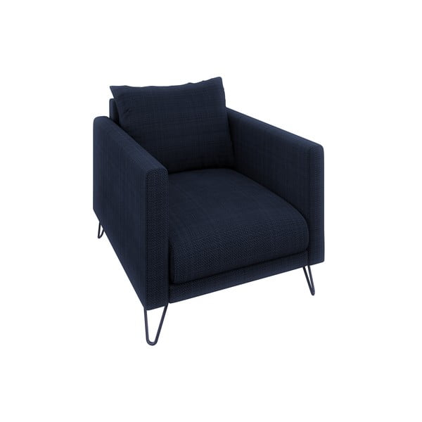 Poltrona blu scuro con rivestimento in ciniglia Freya – Ropez