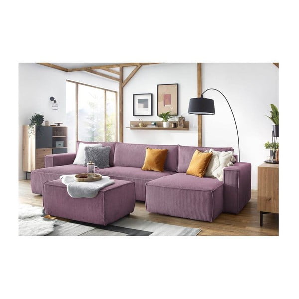 Sgabello in velluto a coste rosa Nihad - Bobochic Paris-image-1