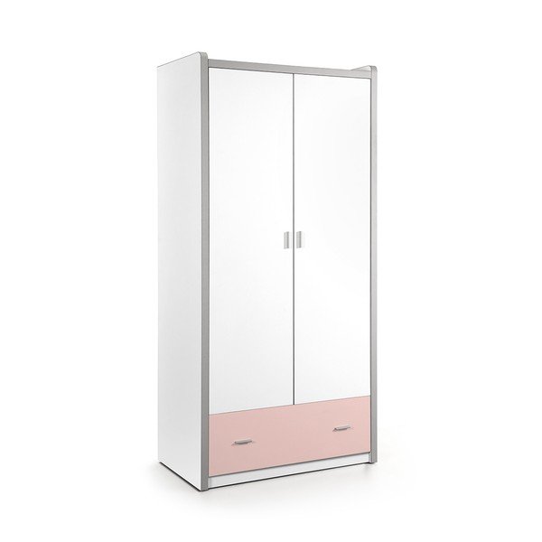 Armadio bianco e rosa , 202 x 96,5 cm Bonny - Vipack