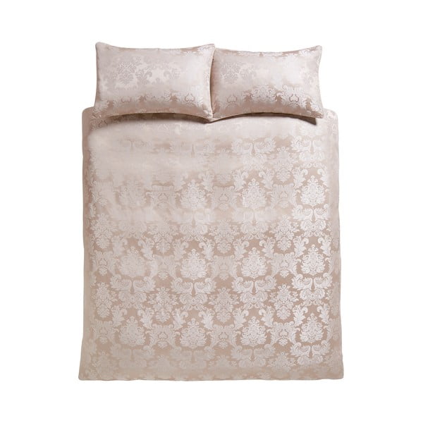 Biancheria da letto damascata beige per letto matrimoniale 200x200 cm Damask Jacquard - Catherine Lansfield
