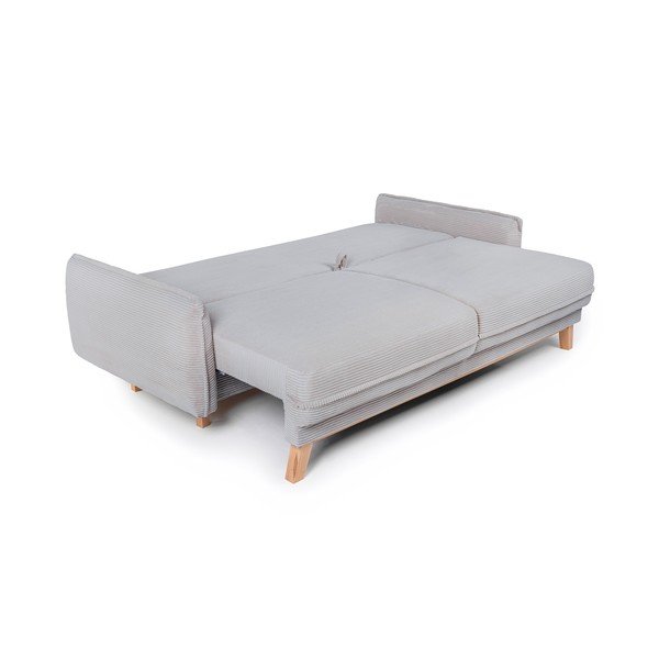 Divano grigio chiaro allungabile/con contenitore con rivestimento in velluto a coste 218 cm Tori – Bonami Selection-image-2