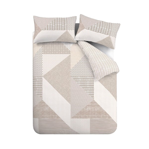 Biancheria da letto singola beige 135x200 cm Larsson Geo - Catherine Lansfield-image-2