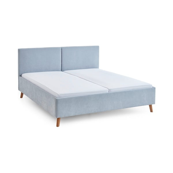 Letto matrimoniale imbottito azzurro con rete inclusa 160x200 cm Piano – Meise Möbel