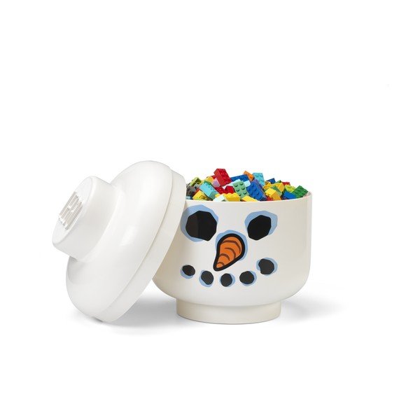 Scatola per bambini bianca in plastica ø 24x27 cm Head Snowman L – LEGO®-image-1