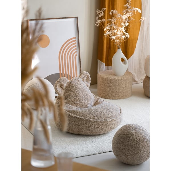 Pouf a sacco per bambini marrone chiaro con rivestimento in bouclé Bear – Wigiwama-image-1