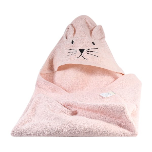 Asciugamano per neonato in cotone rosa con cappuccio 76x76 cm - Kindsgut-image-4