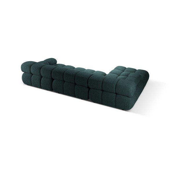 Divano angolare componibile color petrolio (con penisola a sinistra/con chaise lounge) con rivestimento in bouclé – Micadoni -image-1