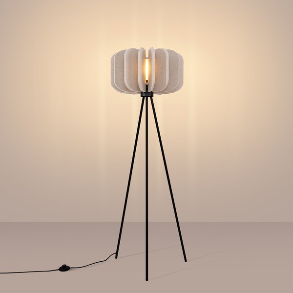 Lampada da terra beige con paralume in tessuto (altezza totale 134 cm) Elom – Sollux-image-2