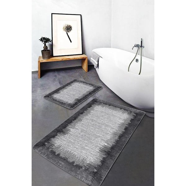 Tappetini da bagno grigio-nero in set di 2 pezzi 60x100 cm - Mila Home-image-1