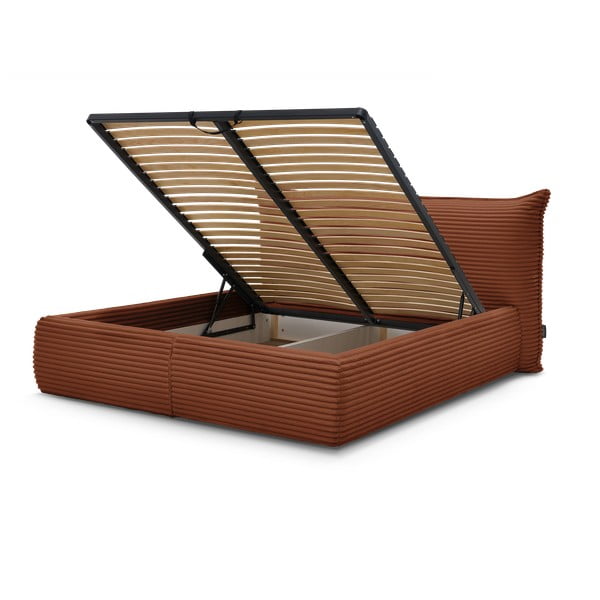 Letto matrimoniale color mattone imbottito con spazio contenitivo con griglia inclusa 180x200 cm Jade – Bobochic Paris-image-1