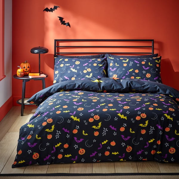 Set copripiumino e federa nero per letto matrimoniale 200x200 cm Halloween Trick or Treat – Catherine Lansfield-image-2