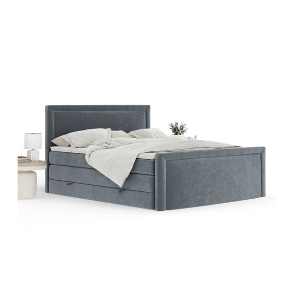 Letto boxspring grigio scuro con contenitore 200x200 cm Lavenda – Maison de Rêve-image-3