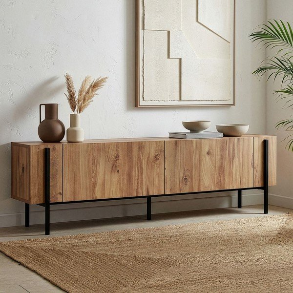 Mobile TV di colore naturale con effetto pino 180x45x30 cm Nexus – Kalune Design-image-1
