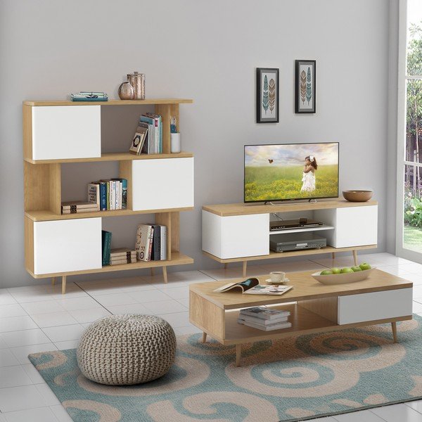 Libreria bianca in rovere 120x130 cm Alana - Støraa-image-3