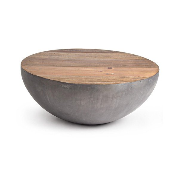 Tavolino da salotto rotondo grigio/di colore naturale in metallo ø 90 cm Lancaster – Bizzotto