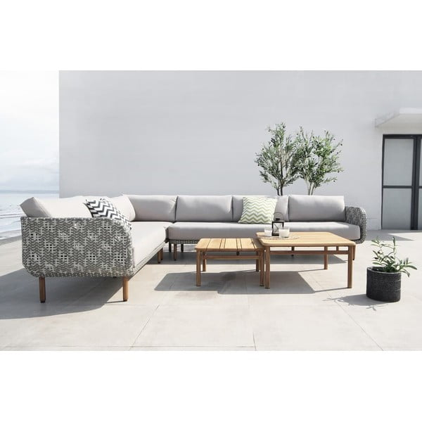 Set da giardino in rattan artificiale grigio per 6 persone Norheim - Bonami Selection-image-1