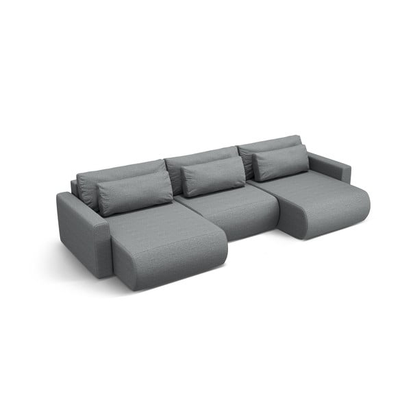 Divano angolare grigio allungabile con contenitore (a U) Belfast – Cosmopolitan Design-image-1