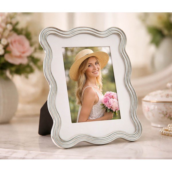 Cornice azzurra/argentata in metallo/in vetro verticale con sostegno 17,5x22,5 cm Elizabeth – Mauro Ferretti-image-1