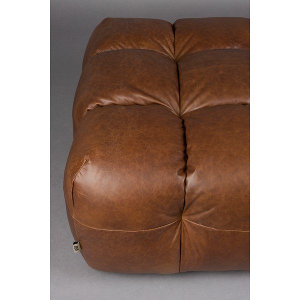 Poggiapiedi componibile marrone con rivestimento in pelle Hackman – Dutchbone-image-4