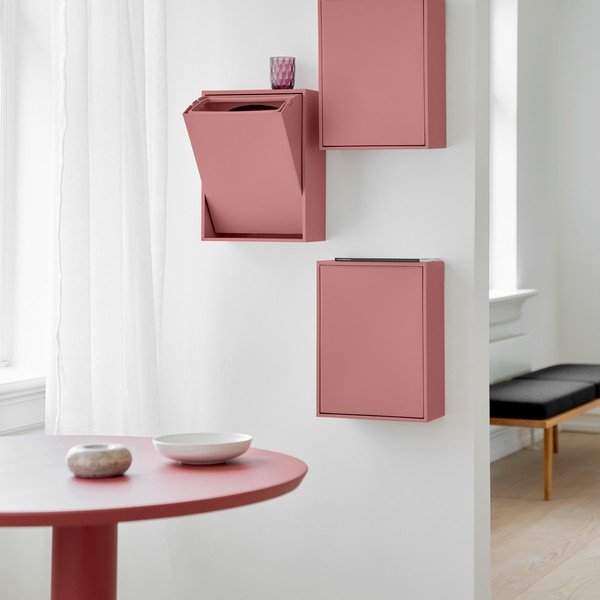 Cestino per la spazzatura rosa polveroso in plastica riciclata per raccolta differenziata/da parete Recycling Box – ReCollector-image-3
