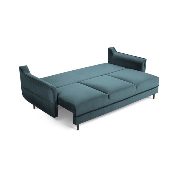 Divano letto in velluto blu petrolio Basso - Kooko Home-image-2