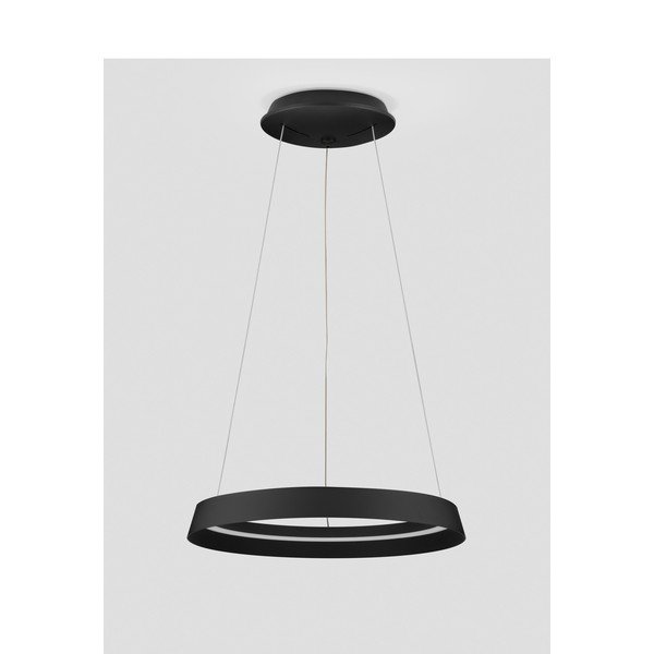 Lampadario LED nero opaco in alluminio con paralume in vetro acrilico con intensità regolabile ø 45 cm Ormi – Nova Luce-image-4