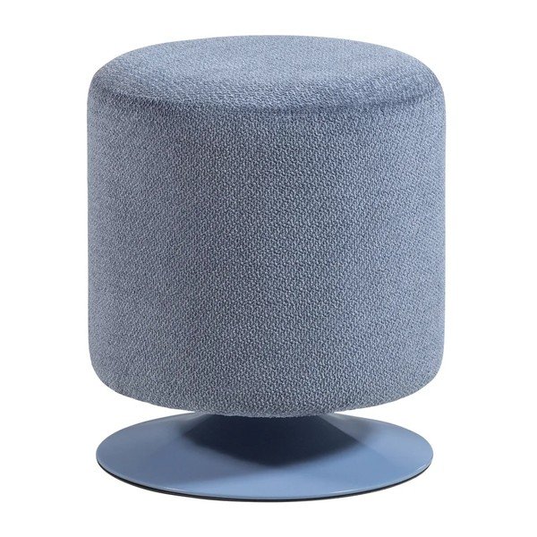 Poggiapiedi azzurro con rivestimento in bouclé Islen – WOOOD