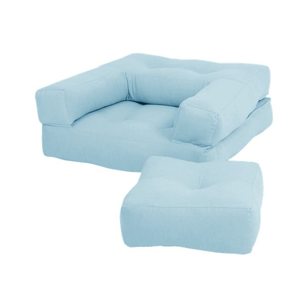 Poltrona pieghevole per bambini con sgabello Azzurro Mini Cube - Karup Design