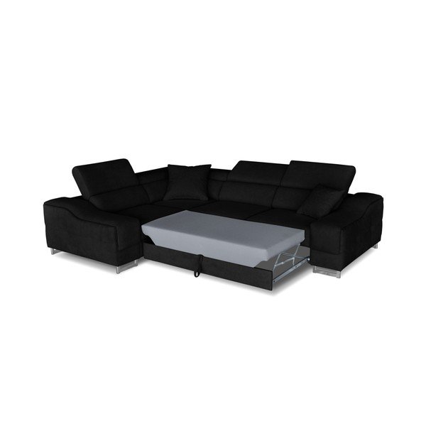 Černá rohová rozkládací pohovka Windsor & Co. Sofas Kappa, levý roh-image-2