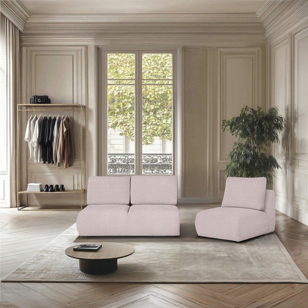 Divano rosa chiaro rivestito in bouclé 164 cm Mirel – Rodier-image-1