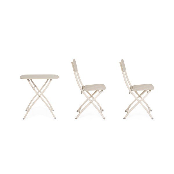 Set da pranzo da giardino beige in acciaio per 2 persone Yvonne – Bizzotto-image-4