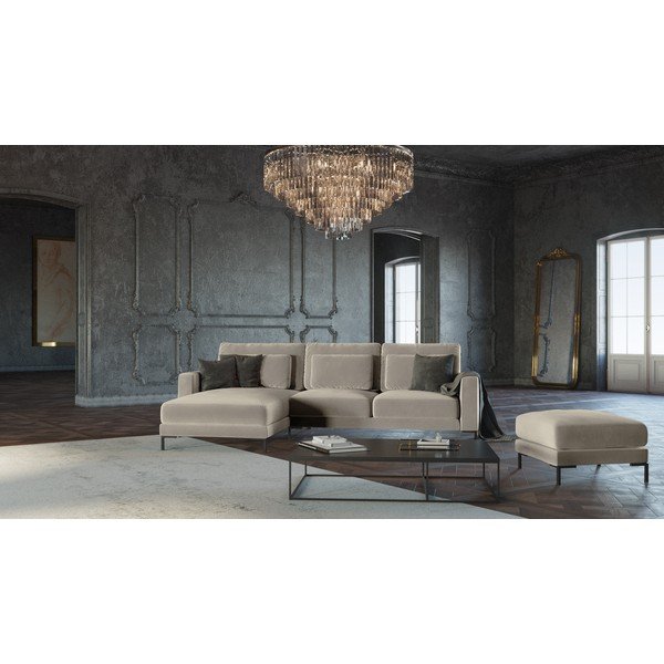 Pouf in velluto beige Seine - Interieurs 86-image-1