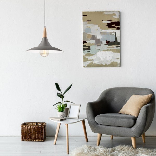Lampadario grigio con paralume in metallo ø 30 cm Ufo – LAMKUR-image-2