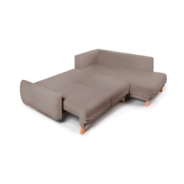 Divano angolare grigio tortora allungabile/con contenitore (con penisola a sinistra/a L) con rivestimento in velluto a coste Tori – Bonami Selection-image-3