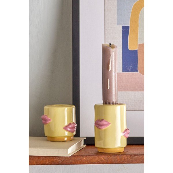 Portacandele in set in gres 2 pz Sassy – Bloomingville-image-1