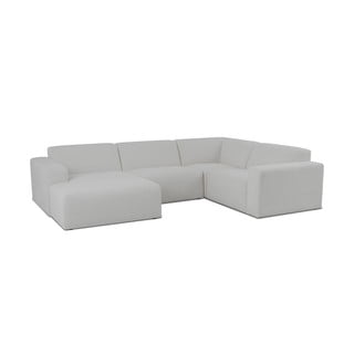 Divano angolare bianco in tessuto bouclé (a U) Roxy - Scandic