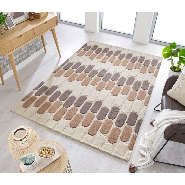 Tappeto in lana marrone/beige 200x290 cm Fossil - Flair Rugs-image-4