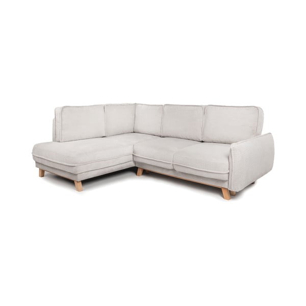 Divano angolare beige allungabile (con penisola a sinistra) con rivestimento in velluto a coste Tori – Bonami Selection-image-2