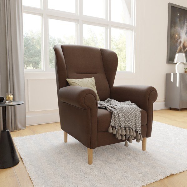 Poltrona con braccioli marrone scuro Swan – Ropez-image-3