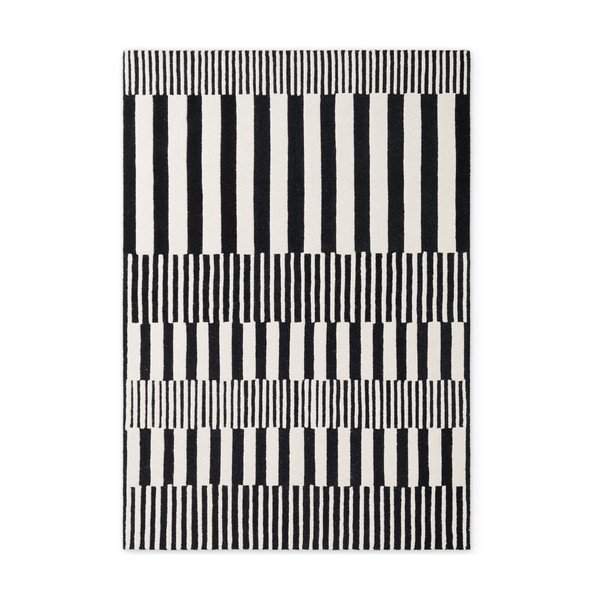 Tappeto bianco e nero in lana tessuto a mano 120x180 cm Stryve Pulse – Elle Decoration