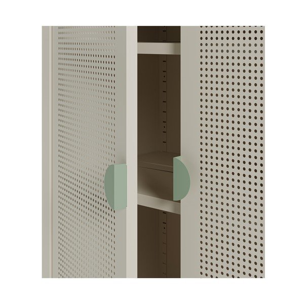 Armadietto color crema/di colore naturale in metallo 70x100x40 cm Sayla – Marckeric-image-3