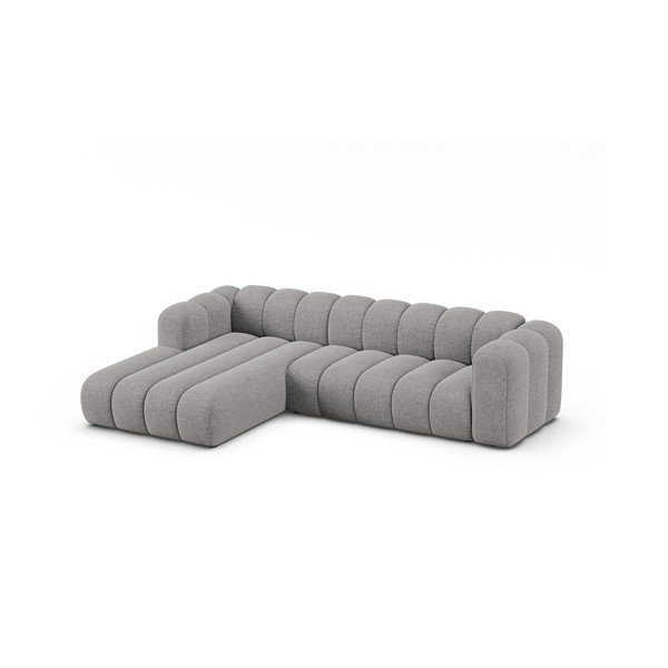 Divano angolare grigio (con penisola a sinistra/con chaise lounge) con rivestimento in ciniglia Lupine – Micadoni -image-1