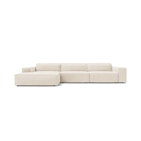 Divano angolare componibile color crema (con penisola a sinistra/con chaise lounge) con rivestimento in velluto Jodie – Micadoni -image-3
