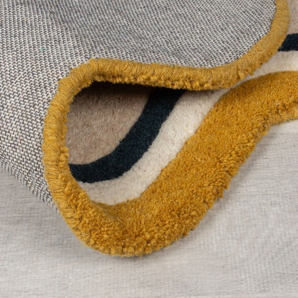 Tappeto in lana tessuto a mano color crema 200x290 cm Leo Scallop - Flair Rugs-image-3