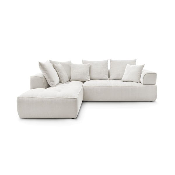 Divano angolare beige (penisola a sinistra/a L) con rivestimento in ciniglia Whesley – Bobochic Paris