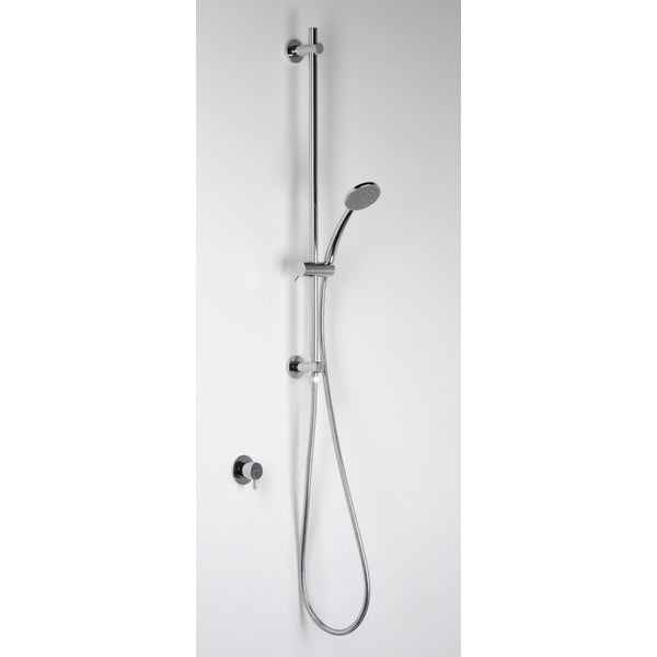 Asta per doccia in ottone da parete in argento lucido con supporto scorrevole/con uscita acqua  76 cm Daniela – Sapho-image-1