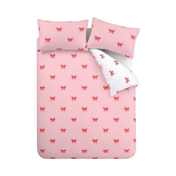Set copripiumino e federa rosa per letto singolo 135x200 cm Dotty Bows – Sassy B